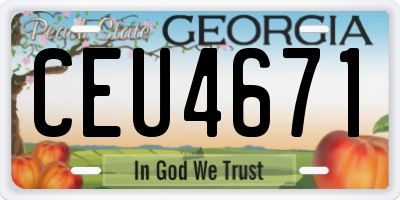 GA license plate CEU4671