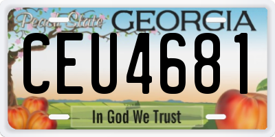 GA license plate CEU4681