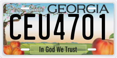 GA license plate CEU4701