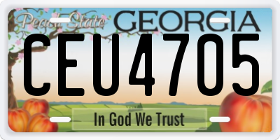 GA license plate CEU4705