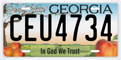 GA license plate CEU4734