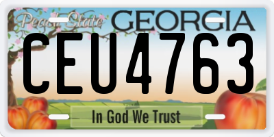 GA license plate CEU4763
