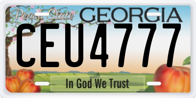 GA license plate CEU4777
