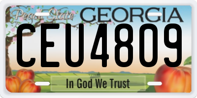 GA license plate CEU4809
