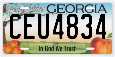GA license plate CEU4834