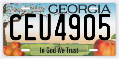 GA license plate CEU4905