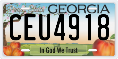 GA license plate CEU4918