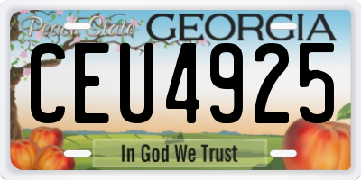 GA license plate CEU4925
