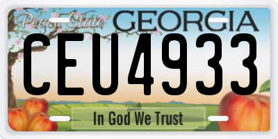 GA license plate CEU4933