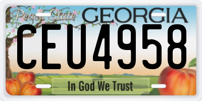 GA license plate CEU4958