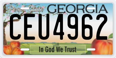 GA license plate CEU4962