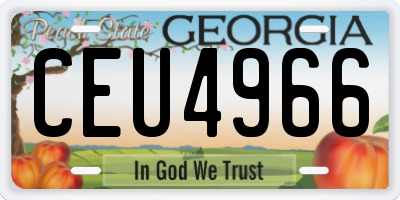 GA license plate CEU4966