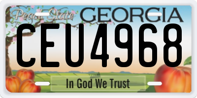 GA license plate CEU4968