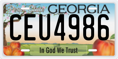 GA license plate CEU4986
