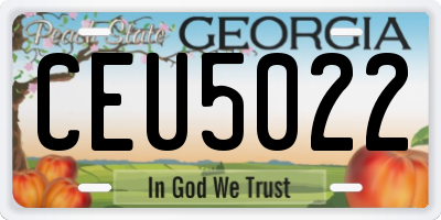 GA license plate CEU5022