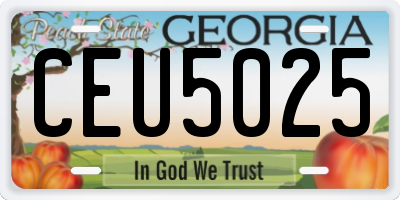 GA license plate CEU5025