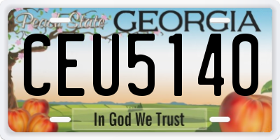 GA license plate CEU5140