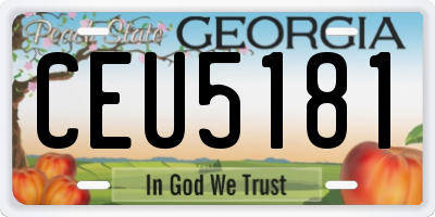GA license plate CEU5181