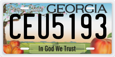 GA license plate CEU5193