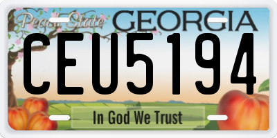 GA license plate CEU5194
