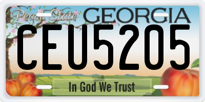 GA license plate CEU5205