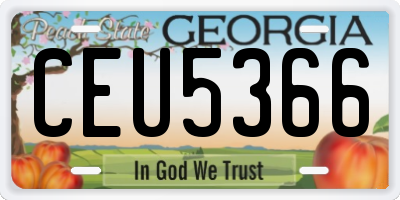 GA license plate CEU5366
