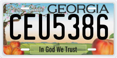 GA license plate CEU5386