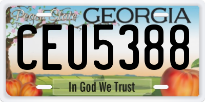 GA license plate CEU5388