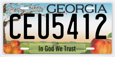 GA license plate CEU5412
