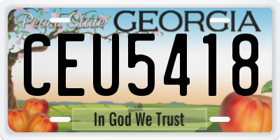 GA license plate CEU5418