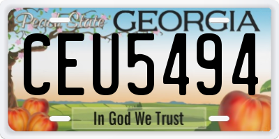 GA license plate CEU5494
