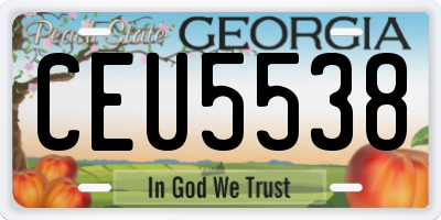 GA license plate CEU5538