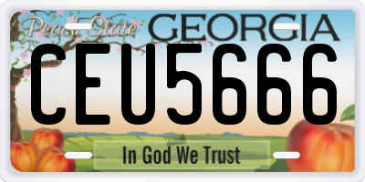 GA license plate CEU5666