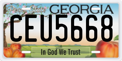 GA license plate CEU5668