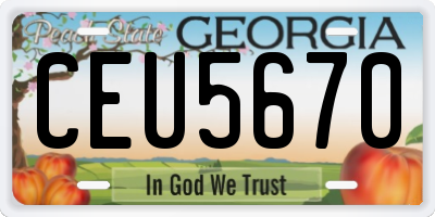 GA license plate CEU5670
