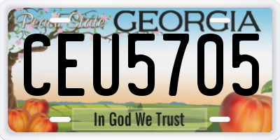 GA license plate CEU5705