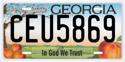 GA license plate CEU5869