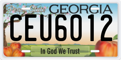 GA license plate CEU6012