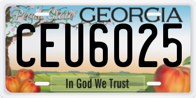 GA license plate CEU6025