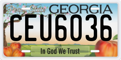 GA license plate CEU6036