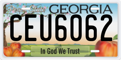 GA license plate CEU6062