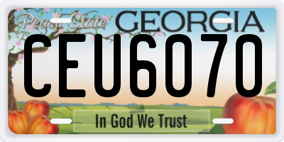 GA license plate CEU6070