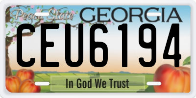 GA license plate CEU6194