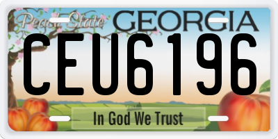 GA license plate CEU6196