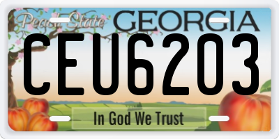 GA license plate CEU6203