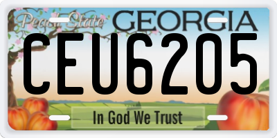 GA license plate CEU6205