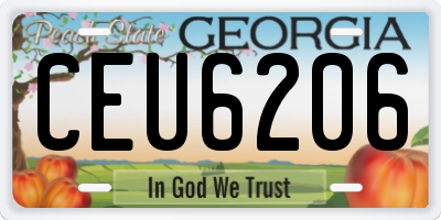 GA license plate CEU6206