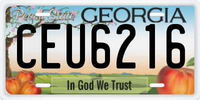 GA license plate CEU6216