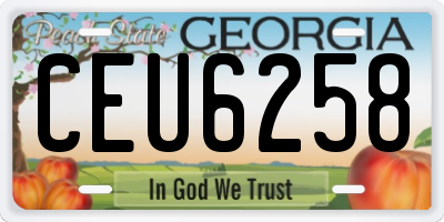 GA license plate CEU6258