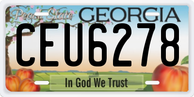 GA license plate CEU6278